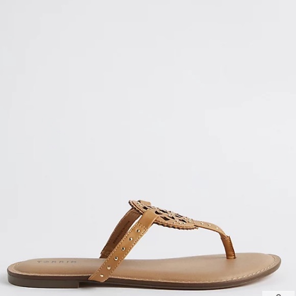 Cognac T-Strap Sandals 6.5 Wide Width - Picture 2 of 4